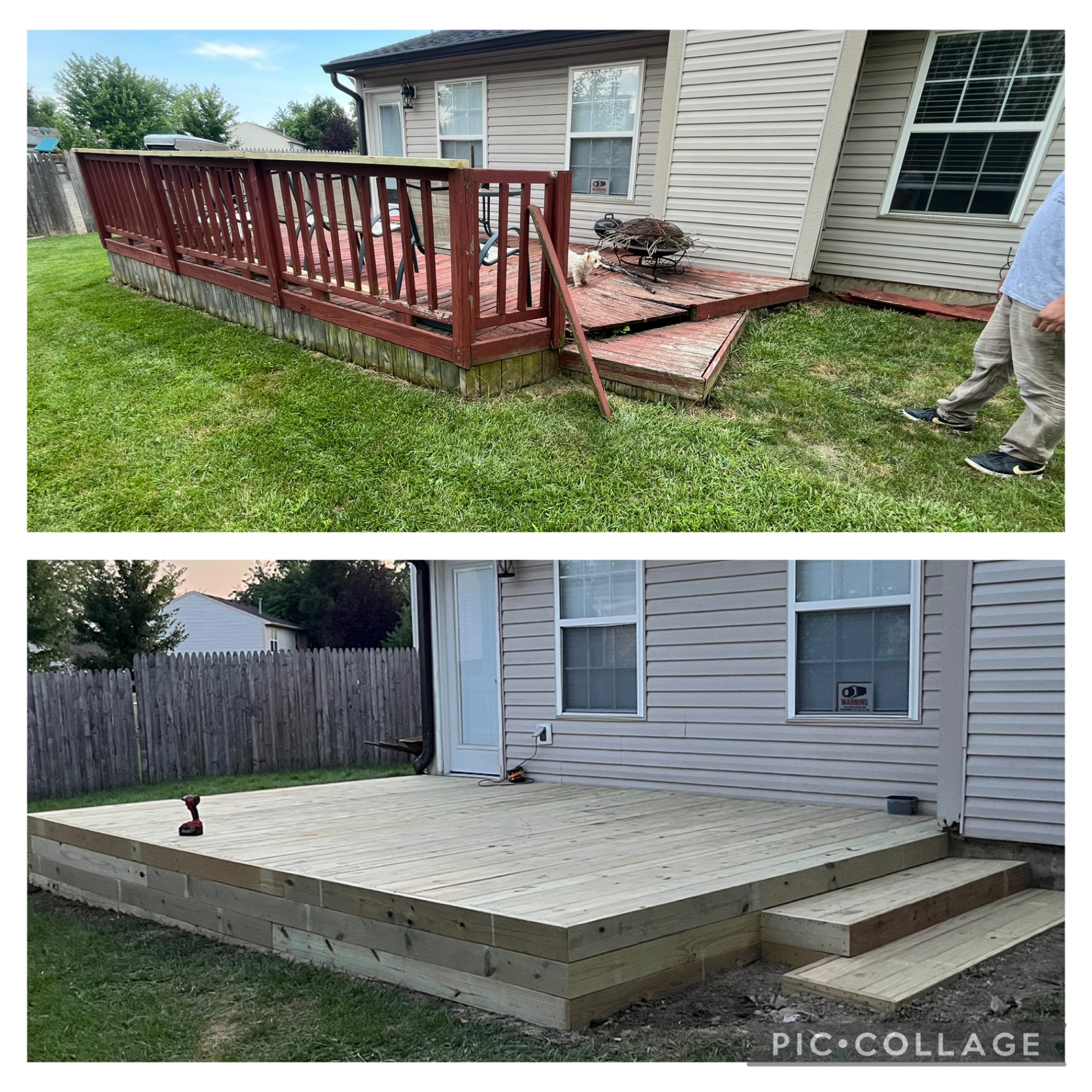 Deck rebuild — before and after