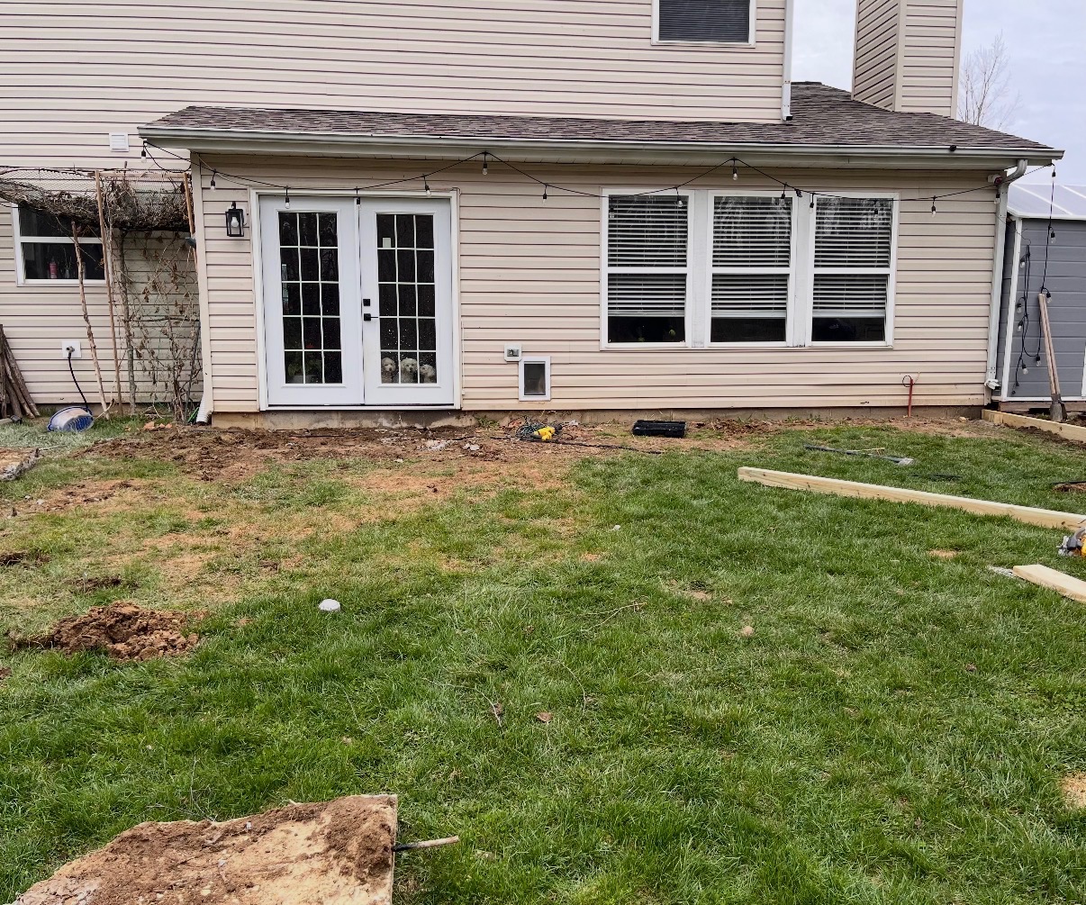 Backyard prep for deck installation